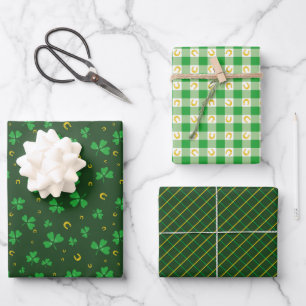 St. Patricks Day Shamrock und Lucky Charms Grün Geschenkpapier Set