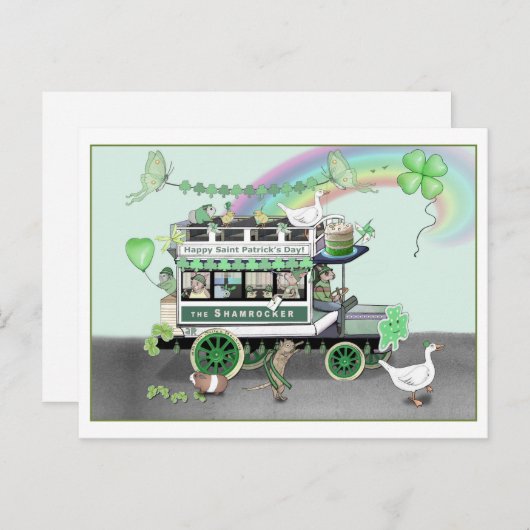 St. Patrick's Day Shamrocker Omnibus Post Card Postkarte (Vorne/Hinten)