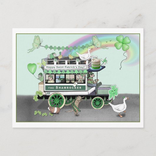 St. Patrick's Day Shamrocker Omnibus Post Card Postkarte (Vorderseite)