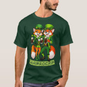 St Patrick's Day, Shamrockin Fox Leprechauns Green T-Shirt (Vorderseite)
