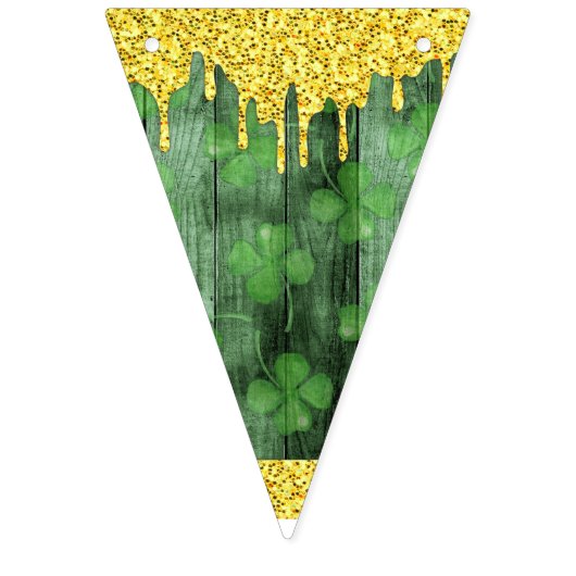 St. Patrick's Day Shamrocks Glitter Gold Drips Wimpelkette (Zweite Fahne)