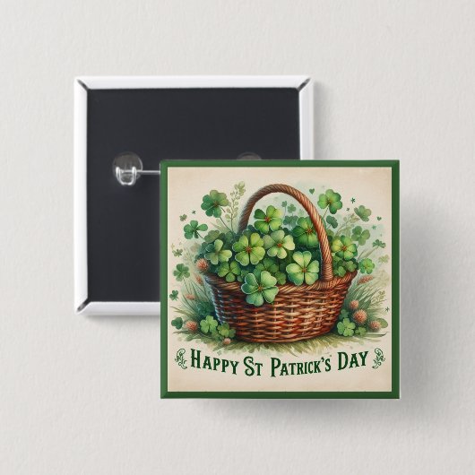 St. Patricks Day Shamrocks Knopf Button (Vorne & Hinten)
