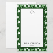 St. Patrick's Day Shamrocks Monogramm Briefpapier (Vorne/Hinten)