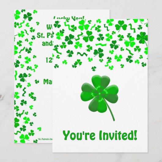 St. Patrick's Day Shamrocks Personalisierte Flach Einladung (Vorne/Hinten)