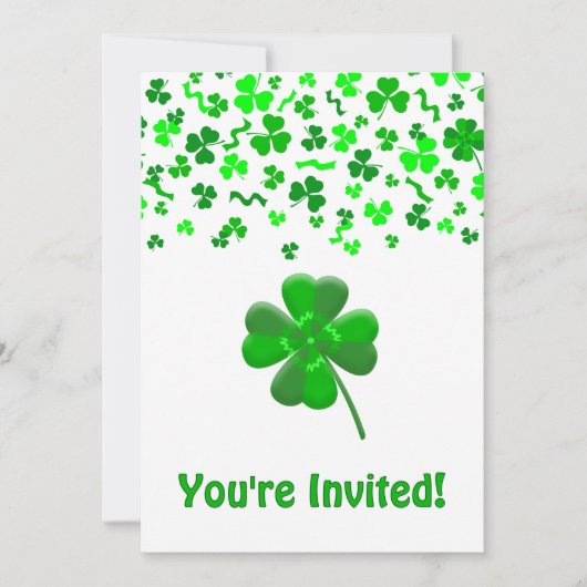 St Patrick's Day Shamrocks Personalized Flat Einladung (Vorderseite)