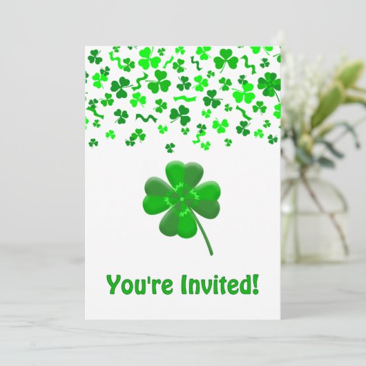 St Patrick's Day Shamrocks Personalized Flat Einladung (Stehend Vorderseite)
