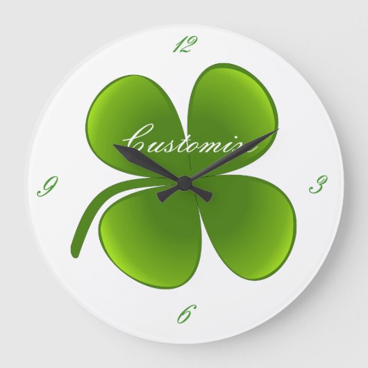 St Patrick's Day Shamrocks Thunder_Cove Große Wanduhr (Vorderseite)