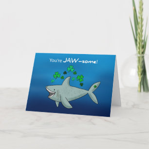 St Patricks Day Shark mit Kleeblättern Karte