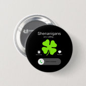 St Patricks Day Shenanigans Fun Irish Clover 1 Button (Vorne & Hinten)