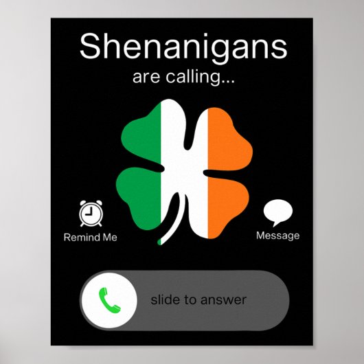 St Patricks Day Shenanigans Fun Irish Clover Poster (Vorne)