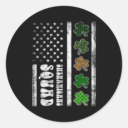 St Patricks Day Shenanigans Squad Us Flagge Amerik Runder Aufkleber (Vorderseite)