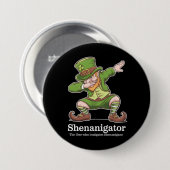 St Patricks Day Shenanigator Dabbing Leprechaun Button (Vorne & Hinten)