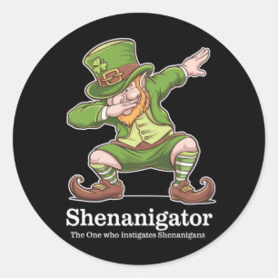 St Patricks Day Shenanigator Dabbing Leprechaun Runder Aufkleber