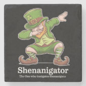 St Patricks Day Shenanigator Dabbing Leprechaun Steinuntersetzer (Vorderseite)