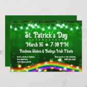 St. Patrick's Day Shiny Rainbow, Gold, Kleeblätter Einladung (Vorne/Hinten)