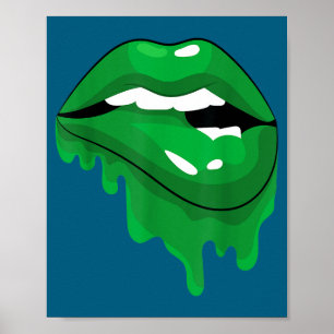 St Patricks Day Shirt Irisches Grün Lippen Küsse C Poster