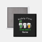 St Patricks Day - Sicherheit Erster Drink mit eine Magnet (Vorderseite/Rückseite)