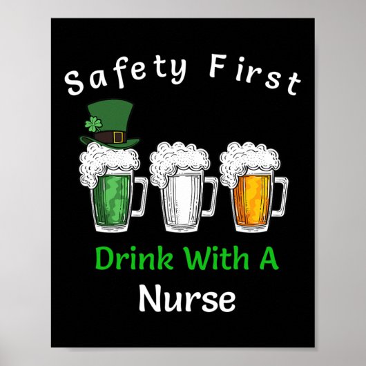 St Patricks Day - Sicherheit Erster Drink mit eine Poster (Vorne)