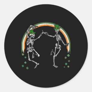 St Patrick's Day Skeleton Tanzen Skelette Runder Aufkleber