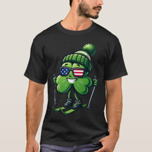 St Patricks Day Skifahren Shamrock Kleeblatt Irisc T-Shirt