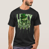 St Patrick's Day Skull Irish 4-Leaf Clover Shamroc T-Shirt (Vorderseite)