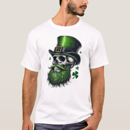 St. Patrick's Day Skull mit grünem Bart T-Shirt