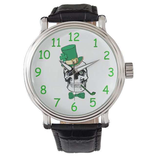 St. Patrick's Day Skull Watch Armbanduhr (Vorderseite)