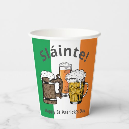 St Patricks Day Sláinte Irish Flag Pappbecher (Rückseite)