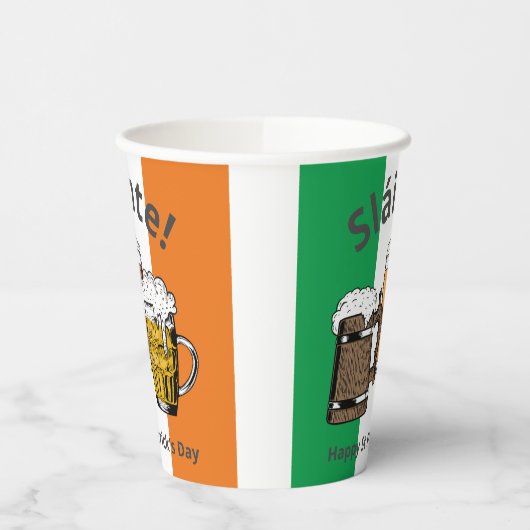 St Patricks Day Sláinte Irish Flag Pappbecher (Links)