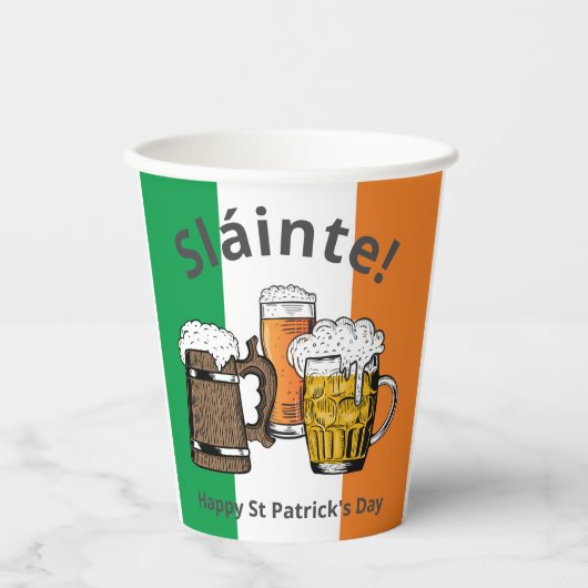 St Patricks Day Sláinte Irish Flag Pappbecher (Vorderseite)
