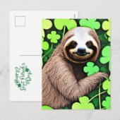 St. Patrick's Day Sloth Feiertagspostkarte (Vorne/Hinten)