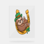 St Patrick's Day Sloth Horseshoe Lucky Acrylschild (Vorderseite)