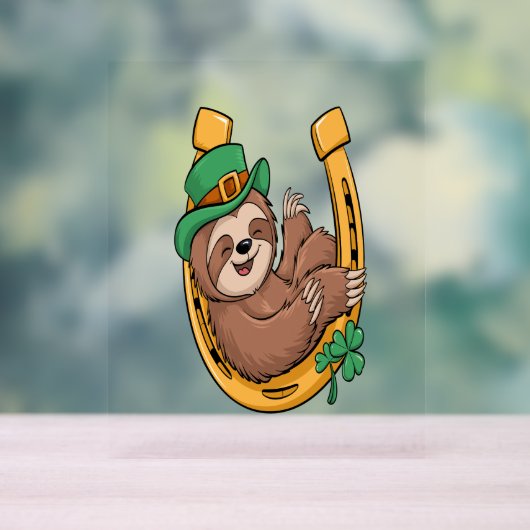 St Patrick's Day Sloth Horseshoe Lucky Acrylschild (Neutral)