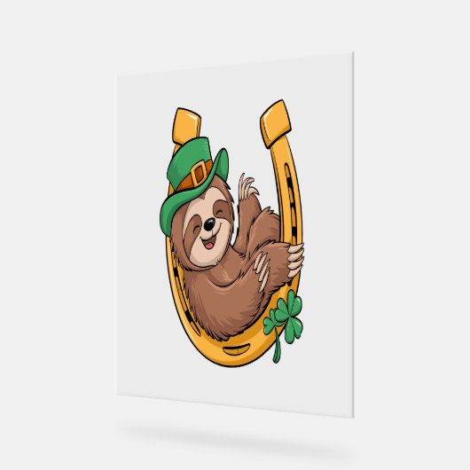 St Patrick's Day Sloth Horseshoe Lucky Acrylschild (Winkel)