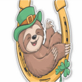 St Patrick's Day Sloth Horseshoe Lucky Aufkleber (Vorderseite)