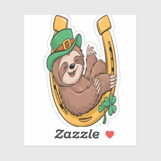 St Patrick's Day Sloth Horseshoe Lucky Aufkleber (Blatt)