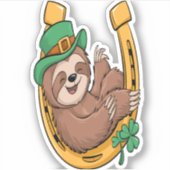 St Patrick's Day Sloth Horseshoe Lucky Aufkleber (Vorderseite)