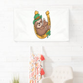 St Patrick's Day Sloth Horseshoe Lucky Banner (Insitu)