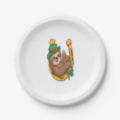 St Patrick's Day Sloth Horseshoe Lucky Pappteller (Vorderseite)