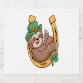 St Patrick's Day Sloth Horseshoe Lucky Schaumweinetikett (Einzelnes Label)
