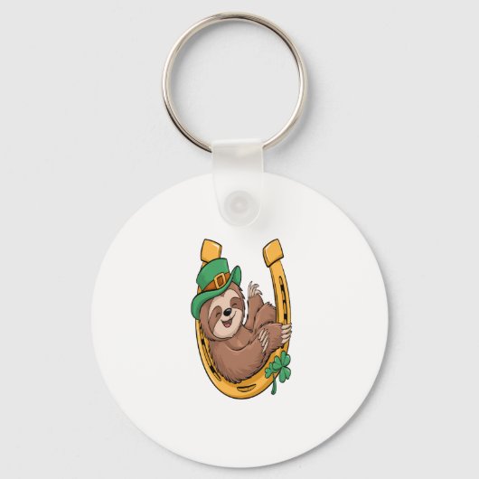 St Patrick's Day Sloth Horseshoe Lucky Schlüsselanhänger (Vorderseite)