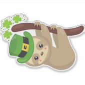 St. Patrick's Day Sloth, Leprechaun Hat, Clovers Aufkleber (Vorderseite)