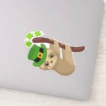 St. Patrick's Day Sloth, Leprechaun Hat, Clovers