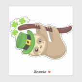 St. Patrick's Day Sloth, Leprechaun Hat, Clovers Aufkleber (Blatt)