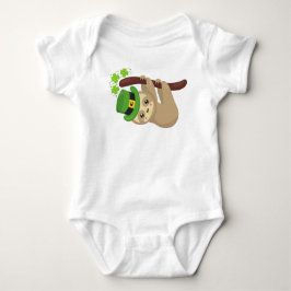 St. Patrick's Day Sloth, Leprechaun Hat, Clovers Baby Strampler