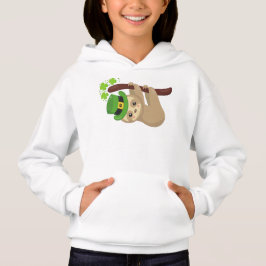 St. Patrick's Day Sloth, Leprechaun Hat, Clovers Hoodie
