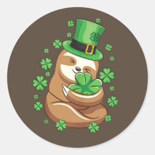 St. Patrick's Day Sloth Runder Aufkleber