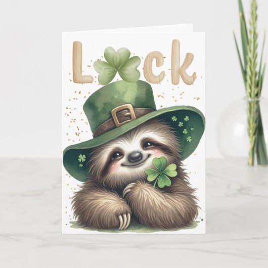 St Patrick's Day Sloth Vier Leaf Cover Karte (Vorderseite)