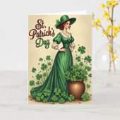 St. Patricks Day Smaragdgrünes Kleid Karte (Gelbe Blume)