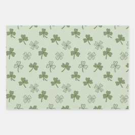 St. Patricks Day Soft Doodle Shamrock-Muster Geschenkpapier Set